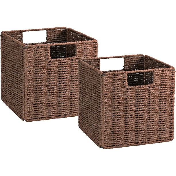 Wicker Storage Baskets, Set of 2 HandWoven Storage Baskets for Shelves