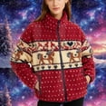 thumbnail image 4 of QSAWXQZ Women's Christmas Sherpa Fleece Jacket Graphic Long Sleeve Stand Collar Zip Up Cardigan Coat with Pockets Red S, 4 of 7