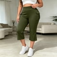 thumbnail image 6 of Plus Size Cargo Capris for Women Elastic Waist Slim Fits Yoga Capri Leggings, Stretch Workout Hiking Sports Cropped Pants, 6 of 7