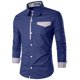 thumbnail image 1 of Camisas s Para Hombre De Vestir Camisa de manga larga de otoño para hombre, camisa de retazos con cuello puntiagudo para a la moda, Top para hombre (Blue, XXL), 1 of 6