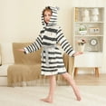 thumbnail image 4 of FORMRS Niños Bathrobe Unisex Hooded Robe Soft Plush Pajamas Sleepwear, Size 2-3T, Black Stripes, 4 of 7