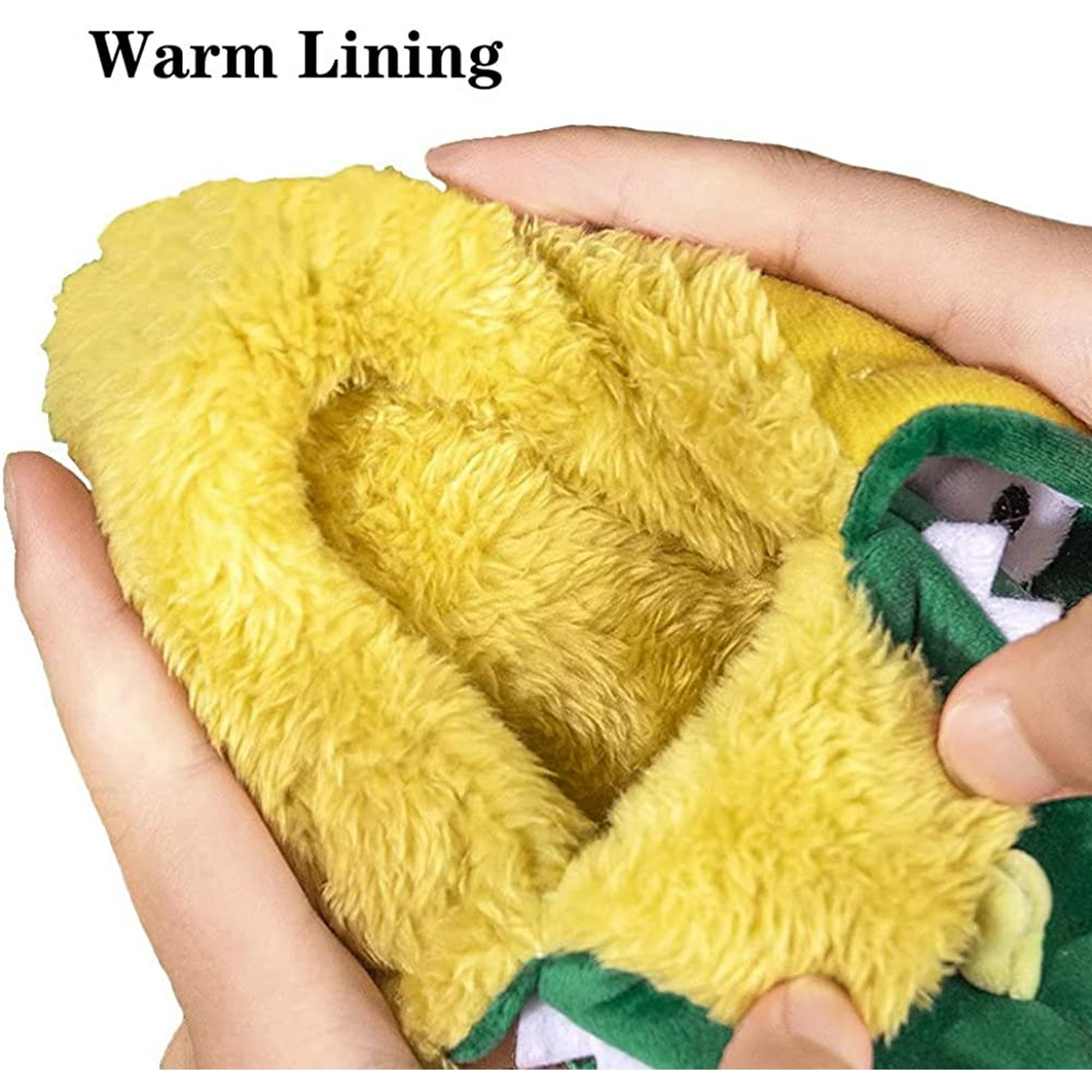 FFIY Boys Girls Cute Dinosaur Slippers Warm Fur Lined House Slippers for Kids Winter Indoor Home Slip On Shoes Walmart