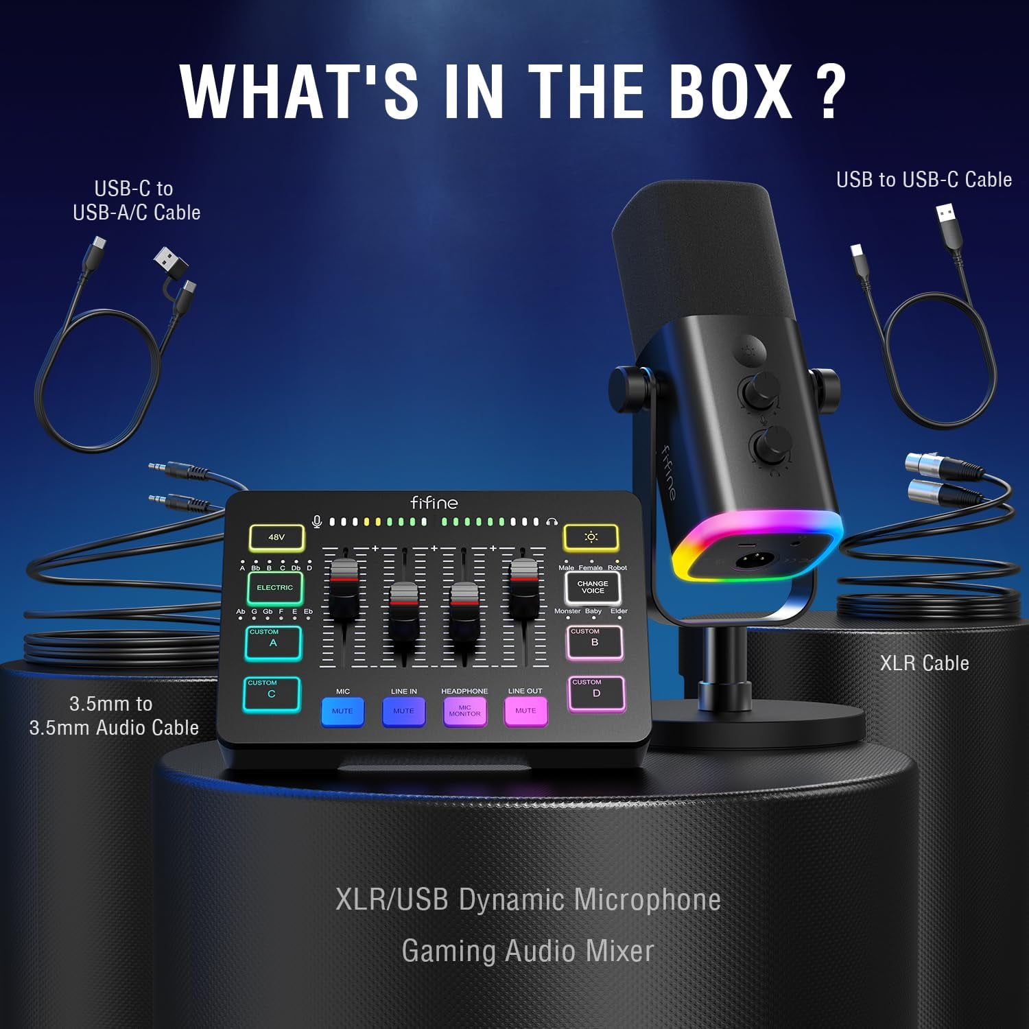 Fifine K688 FIFINE Gaming Audio Bundle - XLR/USB Microphone With RGB ...