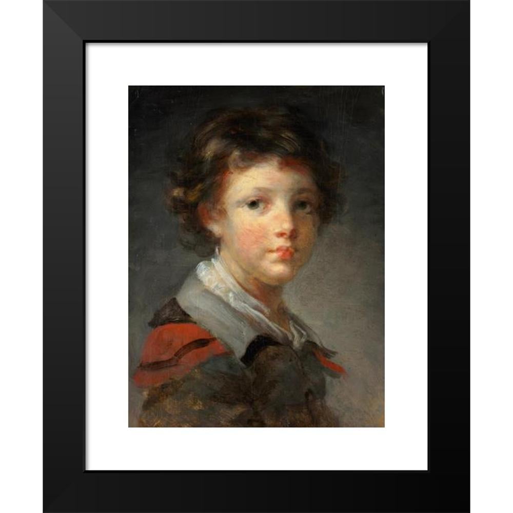 Jean-Honoré Fragonard 19x24 Black Modern Framed Museum Art Print Titled - A Boy in a Red-Lined Cloak (1780s)