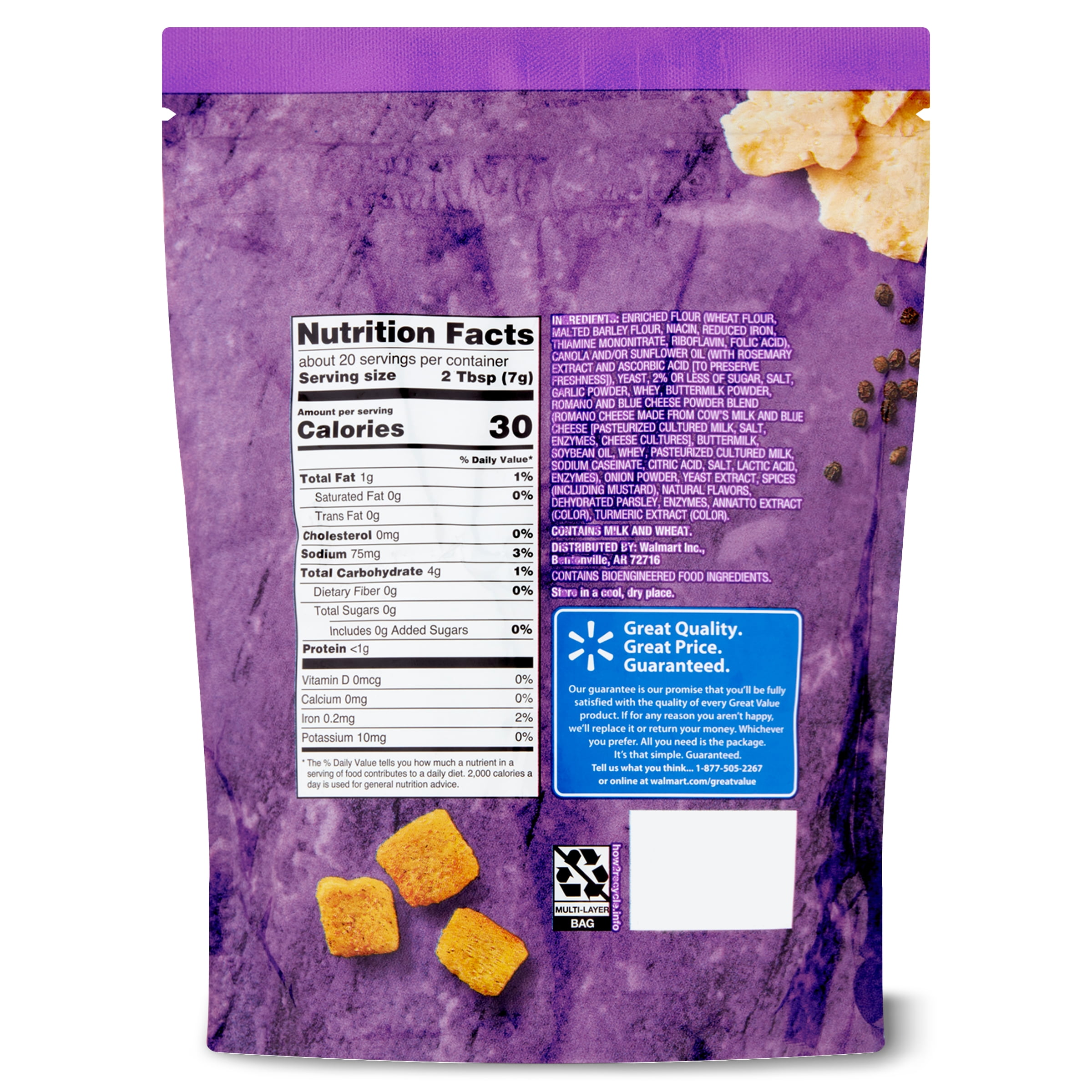 (12 pack) Great Value Caesar Croutons, 5 oz Resealable Bag (Oven Baked)