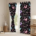 thumbnail image 3 of Manfei Kawaii Butterfly Black Out Curtains,Cute Rustic Flower Curtains Pack of 2 (42x63 Each),Pink Blue Black Bedroom Curtains For Girls Teens,Luxury Bedroom Decor, 3 of 6