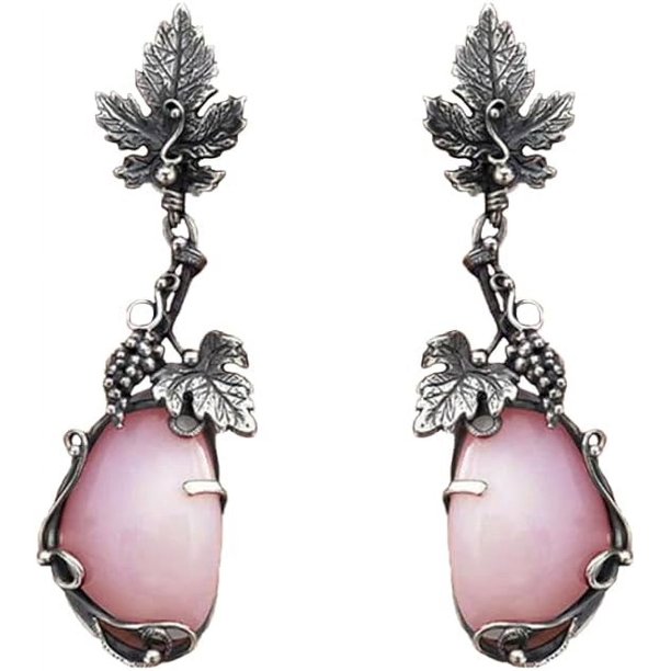 Nvzi Pendientes colgantes de estilo retro, nuevos y únicos, joyería étnica bohemia vintage (rosa)