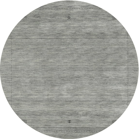Ahgly Company Machine Washable Indoor Round Contemporary Dark Goldray Area Rugs, 5' Round