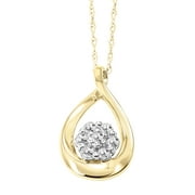 Keepsake Golden Treasure 1/7ctw Diamond 10K Yellow Gold Pear Design Pendant Necklace (I-J col-or, i3 clarity), 18” Rope Chain
