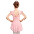 thumbnail image 6 of Arshiner Girls Shiny Ruffle Sleeve Ballet Leotard with Skirt Criss-Cross Back Dance Dresses, 6 of 9