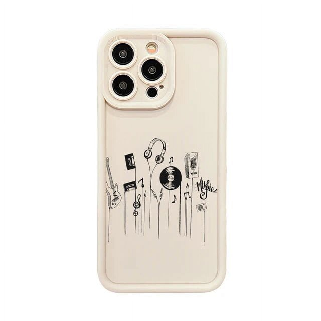 Creative musical instrument Pattern Phone Case For iPhone 14 13 11 12 Pro Max 7 8 Plus X XS Max XR Shockproof Liquid Silicone