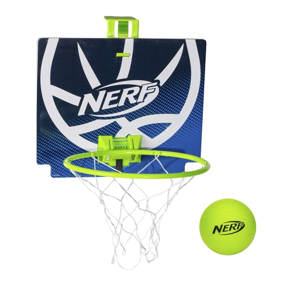 NERF Mini Over the Door Basketball Hoop - Nerfoop Indoor Basketball Hoop for Kids - Toy Door Basketball Hoop   Mini NERF Foam Basketball Game Set - Perfect for Bedroom Indoor Basketball - Green