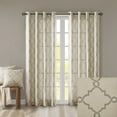 thumbnail image 5 of Fretwork Print Blackout Window Curtain, Grommet Top Window Curtain Panel for Living Room Bedroom, Scroll Geometric Fretwork Print Design Window Curtain Panel in Grommet Top, Beige+Grey, 5 of 9