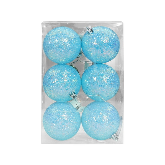 KOYPTL 6Pcs 2.36In Christmas Ball Ornaments Set for Tree,Shatterproof Glittering Hanging Bulbs Pendants for Christmas Tree Porch Lawn Yard Holiday Decorations for Xmas Birthday Home Party Supplies