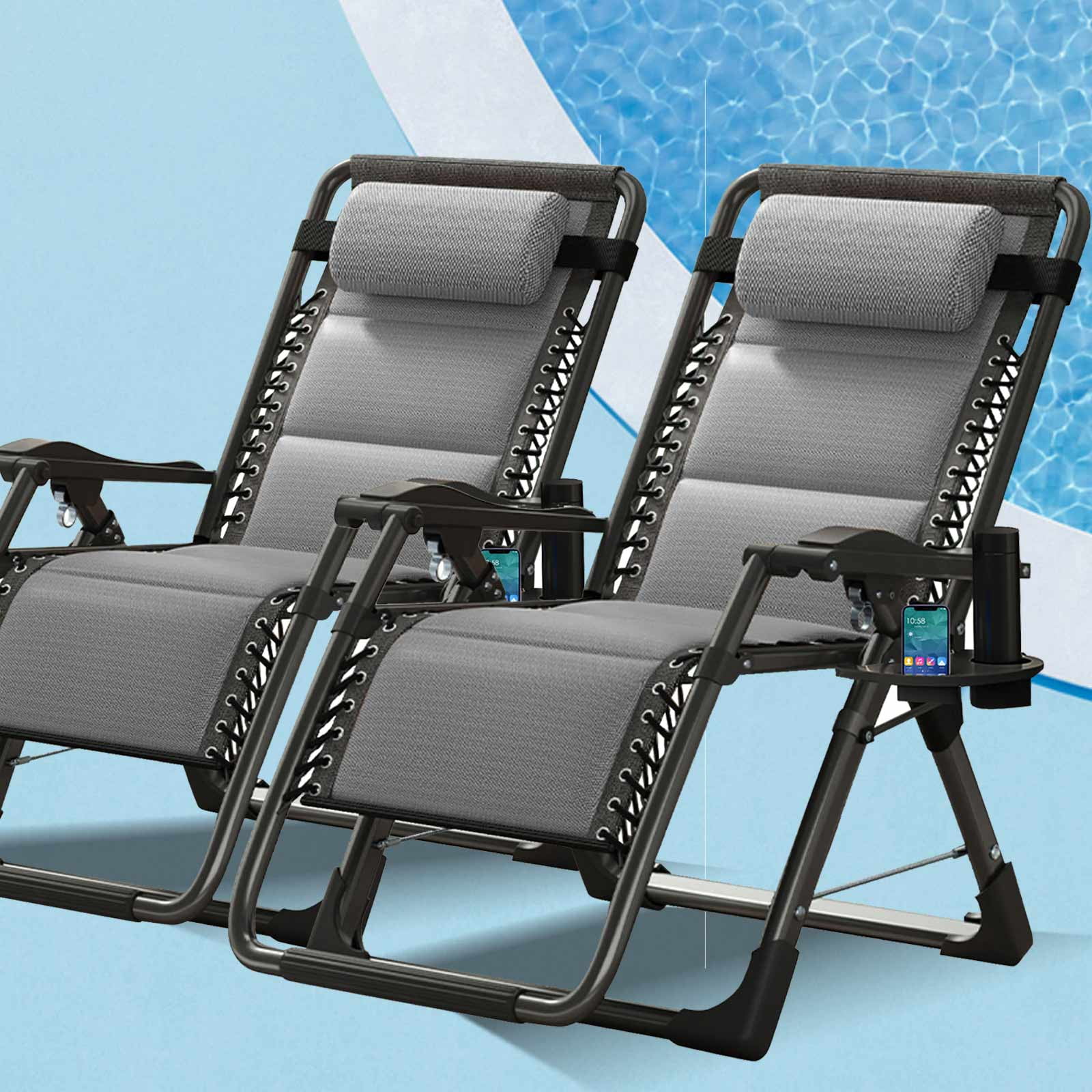 Lilypelle Zero Gravity Chair, Outdoor Padded Lounge Chair with Side Table, Zero Gravity Recliner