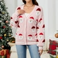 thumbnail image 6 of Arlun Christmas Cardigan Sweaters for Women Funny Santa Claus Pattern Button down Long Sleeve Outwear 2025 New Xmas Printed Open Front Loose Cozy Cardigan Coat Pink XL, 6 of 8