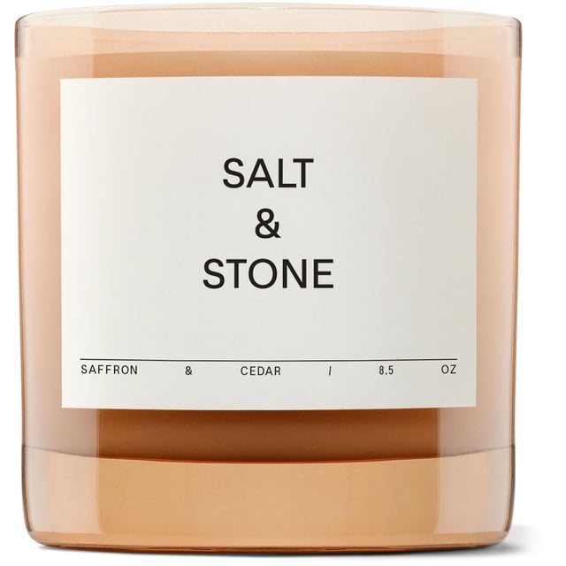 Vela con aroma a sal y piedra, azafrán y cedro, 250 ml, 50 h, quemada