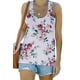 thumbnail image 3 of ABPHQTO Camiseta sin mangas con espalda cruzada y estampado floral informal para mujer, 3 of 5