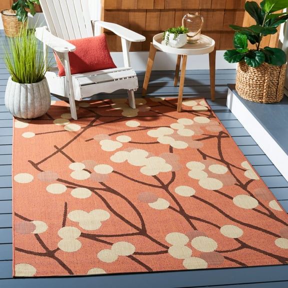 SAFAVIEH Outdoor CY4037D Courtyard Black Natural / Brown Rug