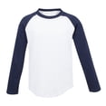 thumbnail image 1 of Skinni Minni - Camiseta de manga larga diseño béisbol para niños (Blanco/marino), 1 of 1