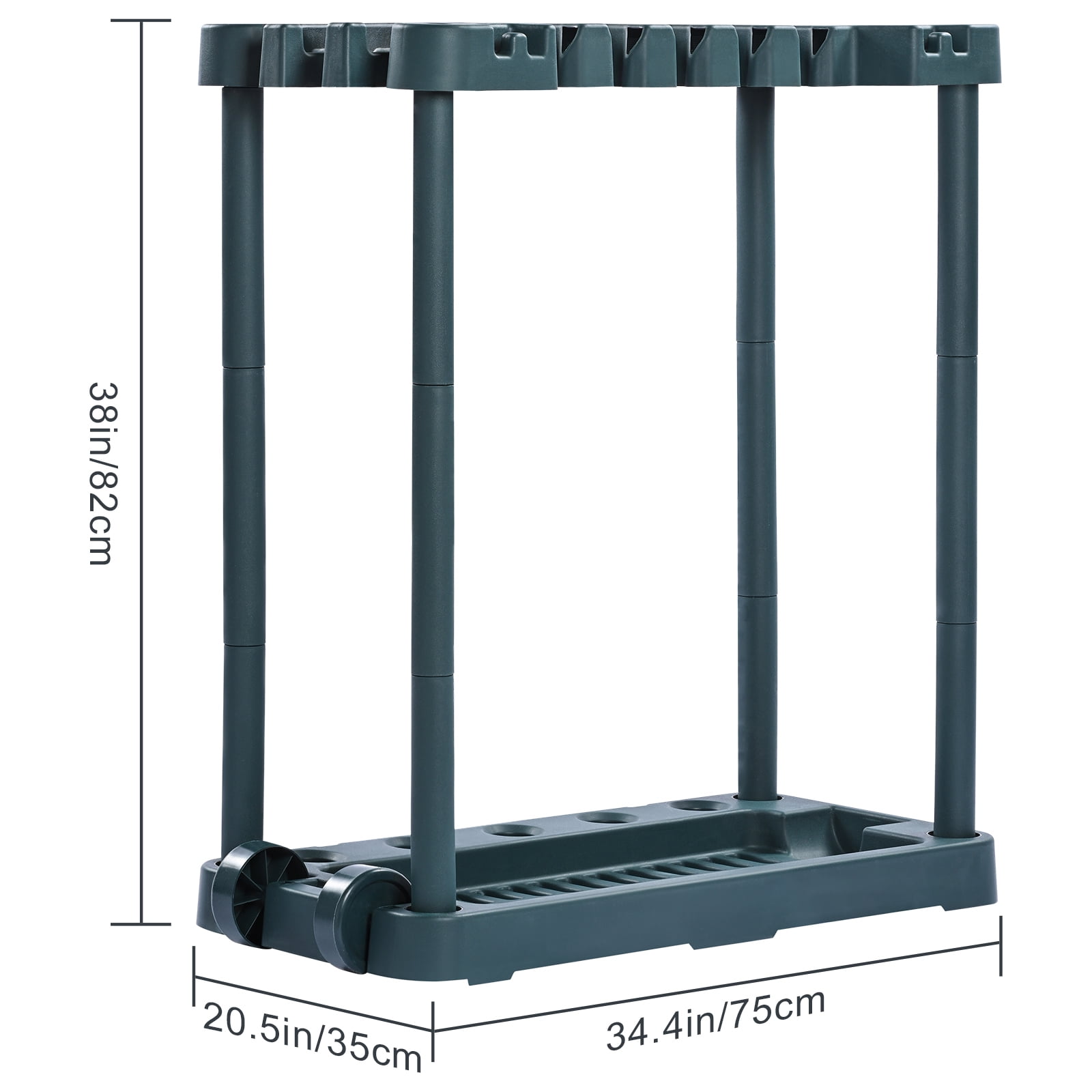 KFFKFF Garden Tool Organizer, 10-Slot Tool Rack for Garage Storage, Holds Long-Handled Tools like Rakes, Brooms, and Shovels, Durable PP Tool Stand for Yard, Shed, and Outdoor Use