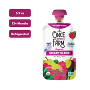 Once Upon a Farm Organic Refrigerated Baby Food Rasp-Pear-y Kale Smart Blend, 3.5oz Pouch