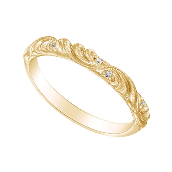 AFFY Round Shape Simple Uniqe Beautiful Engagement Ring 14K Solid Yellow Gold Ring Size-5