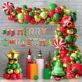 thumbnail image 1 of Kit de arco con forma de globo navideño, 155 piezas, con figuras de Papá Noel y estrella, 1 of 2