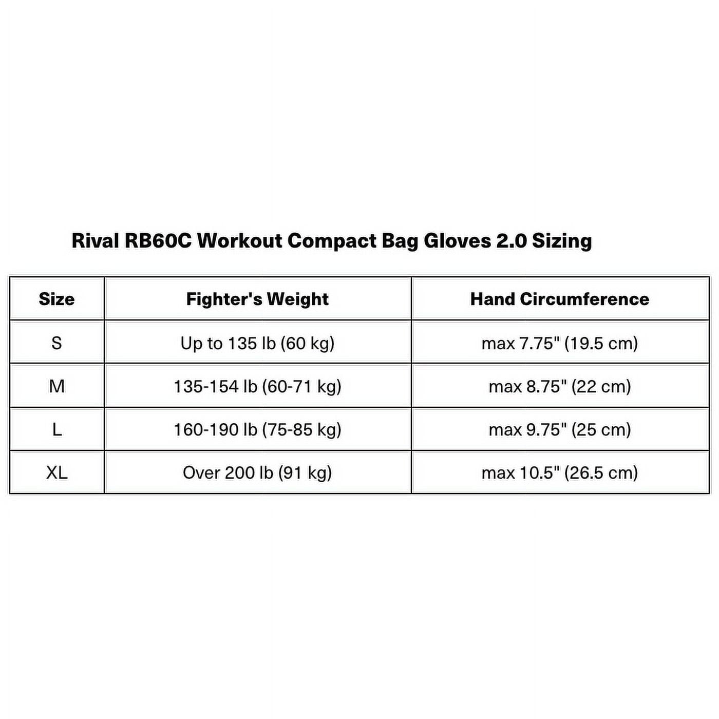 RIVAL Boxing RB60C Workout Compact Hook and Loop Bag Gloves 2.0 - XL - Black