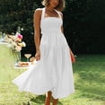 thumbnail image 4 of Lenago Robes Grande Taille pour Femmes Robes d'Été Décontractées de Plage Col Halter Sans Manches Robe Unie Robes de Plage d'Été en Solde, 4 of 9