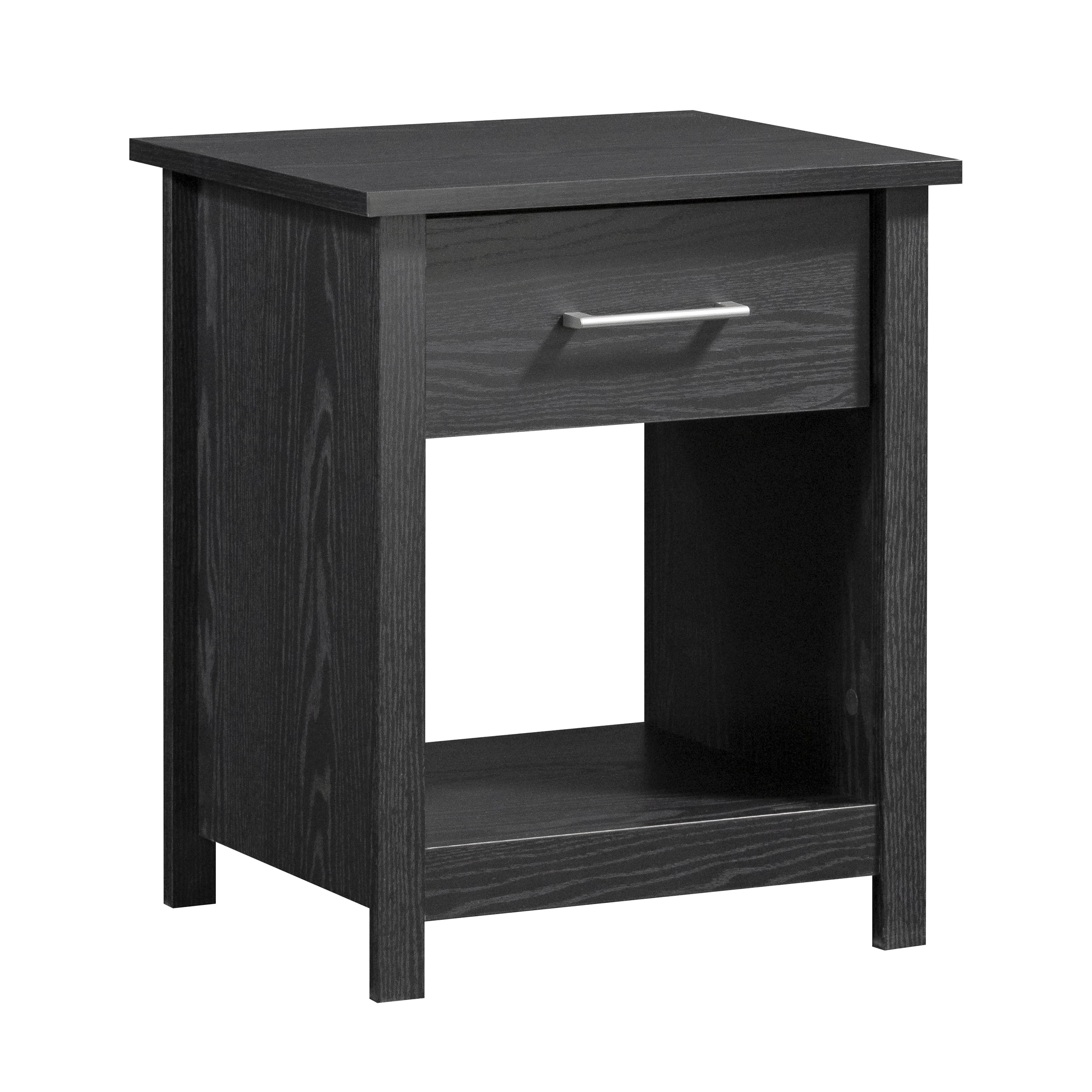 Mainstays Hillside Nightstand with Drawer and Open Storage, Black Finish