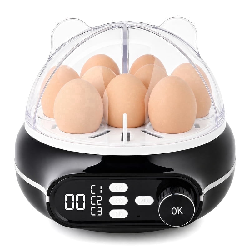 SUSLAS Electric Egg Cooker and Poacher, 9-Capacity Rapid Egg Steamer with Timer for Hard Boiled Eggs, Black