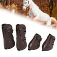thumbnail image 3 of Horse Tendon Boots, Front Hind Horse Leg Boots Slip Resistant Prevent Impact Practical  for Daily Use Brown Set, 3 of 7