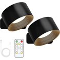 thumbnail image 1 of yusuiyi Lumières de Suède Lampes Murales Blanc Noir Texture Bois Rechargeable Télécommande Dimmable Rotation 360°, 1 of 10