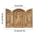 thumbnail image 4 of Xihbxyly Adorno Religioso Portátil, Estatua de Madera Tallada a Mano, Diseño Único de Tres Personajes, Artesanía Exquisita, Regalo de Decoración para El Hogar, Celebraciones Familiares, Fácil de Tran, 4 of 7