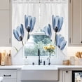 thumbnail image 4 of Blue Floral Swag Curtain Valance for Windows, Blue Tulips Green Leaf Window Treatments Short Swag Topper for Kitchen Windows Bathroom Bedroom, 36"x45", 4 of 8