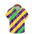 thumbnail image 2 of BiZtdJrK Vacation Sale Mardi Gras T Shirts for Men Carnival Costume, Loose Fit Graphic Printed Button Up Cuban Shirts Casual Lapel Tropical Shirt Big and Tall Vacation Beach Tops Multicolor 5XL, 2 of 6