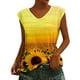 thumbnail image 1 of Playeras,Blusas y Tops,Ropa para Mujer Tallas grandes Mujeres Manga de Cap Tank Tops Verano V cuello Casual de ajuste suelto camisas de Plain BASIC Blouse (Yellow, XXL), 1 of 5