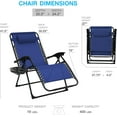 thumbnail image 3 of Sun-Ray Oversized Patio Chair with Leg Stabilizers and Big Cupholder, Adjustable Zero Gravity Folding Reclining Outdoor Chair with Pillow, Blue, 3 of 19