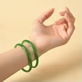 thumbnail image 2 of K-KED Beautiful lady Natural Jade Solid Jingle Bracelet Vintage Simple Jade Bracelet-Dark Green-62mm, 2 of 9