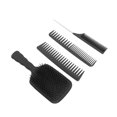 thumbnail image 4 of Peine de cola multifuncional, cepillo de pelo con paleta, peine de dientes anchos, peine de doble diente, conjunto de peine para el cabello, caja negra empaquetada, 4 Uds., 4 of 14