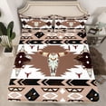 thumbnail image 2 of jejeloiu Retro Bull Skull Bed Sheets,Rustic Farmhouse Hunting King Sheets,White Brown Black Sheet Set For Boys Kids,Breathable Home Decor,4pcs, 2 of 7