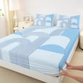 thumbnail image 3 of Manfei Gray Black Lines Bed Sheets,Modern Geometric Stripe King Sheets,Abstract Blue Circular Sheet Set For Girls,Luxury Bedroom Decor,4pcs, 3 of 7