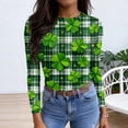 thumbnail image 4 of ASDFVBKG Women St Patrick's Day Shirts: Fashion Crew Neck Basic Long Sleeve Slim Fitted Shirts Ribbed Shamrock Comfy Tees Dark Green L, 4 of 6