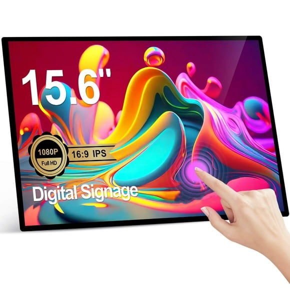 AYSTekMann 15.6'' Digital Signage Display Indoor Interactive LCD Touch Screen Commercial Advertising Kiosk Ultra Thin 5G WiFi All in One 4GB+64GB Android 11 Capacitive