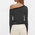 thumbnail image 4 of yillto Women's Long Sleeve off Shoulder Blouse Striped Tops Slim Fitting Going out Trendy Shirts Top, 4 of 6