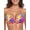 Colorful Floral, variant on Women White Tie Front Triangle Push-up Molded Paddings Halter Bikini Top Size Medium