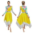 thumbnail image 5 of vastwit Women Liturgical Praise Dance Wear Stylish Print Long Sleeve Dance Dress Metallic Patchwork Dancewear Yellow S, 5 of 6