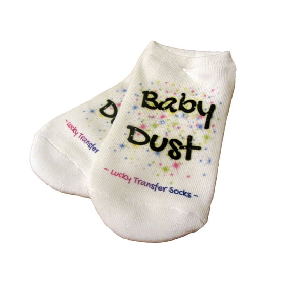 Baby Dust with Sparkles and fairy dust, lucky IVF Transfer Socks Womens Medium No Show White