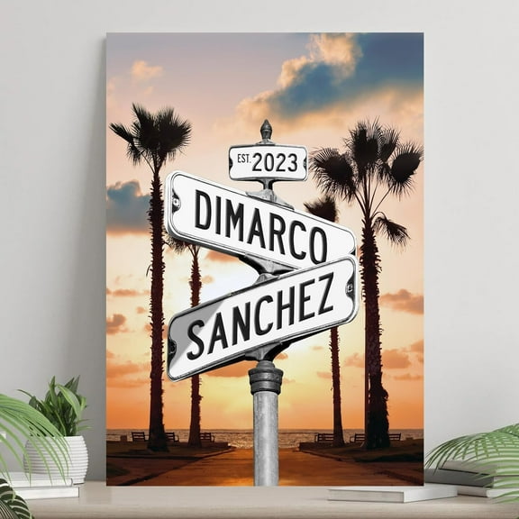 Personalized Crossroads Sign Couple''s Name And Date On Street Sign Poster Or Canvas Prints Love Gift For Anniversary, Wedding, Wedding Gift, Wedding Street Sign Canvas